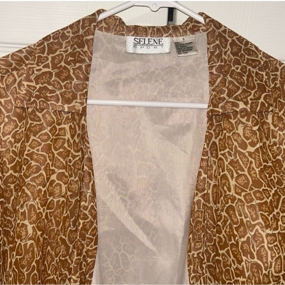Vintage Animal Print Cardigan Size Small Oversized Boho Duster Jacket - Picture 4 of 11